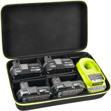 Case Compatible with Ryobi ONE+ 18V Lithium-Ion 4.0/3.5/3.0/2.0/1.5 Ah Compact Batteries. Storage Carrying Holder for 18-Volt Battery Charger.