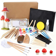 33 Pcs Pottery Starter Kit, pottery painting kit, Polymer Clay Tools, Sculpting Tools,Air Dry Clay Kit for Beginners, pottery kit,Palette, Clays