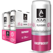 AQUA Carpatica Sparkling Flavours Raspberry 330ml x 4 - Natural Fruit Juice Infused Sparkling Water, No Added Sugar, Naturally Alkaline
