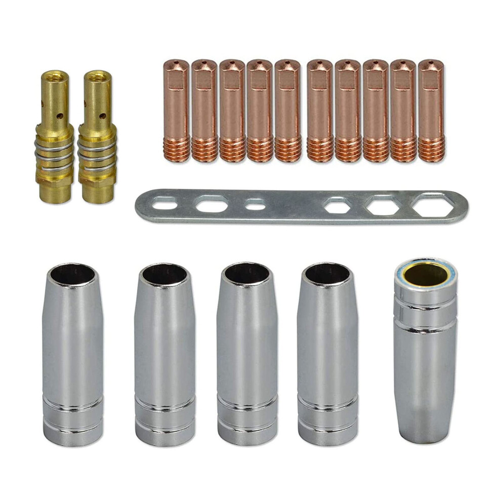 Riverweld Mig Mag Contact Tips 0.8Mm M6 140.0059 & Tips Holder Diffuser 002.0078 Conical Gas Nozzle Shield Cups 145.0075 Plate 191.0001 Kit For Mb15 5051226645730