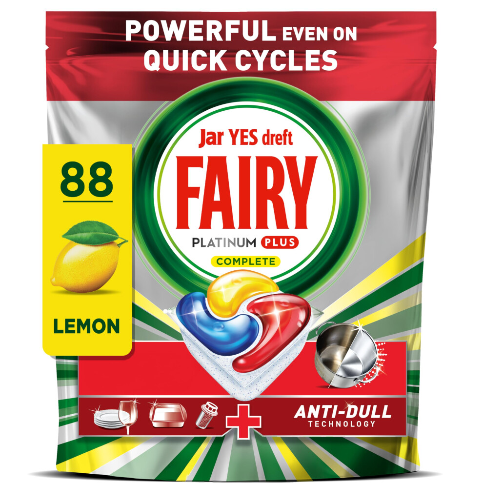 Fairy Platinum Plus Dishwasher Tablets Lemon, 88 Capsules, Impeccable