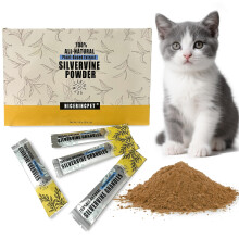 NICERINC PET 20Pack Silvervine Powder Lickable Formula Individually Packaged for Cat Toys,Organic Gall Fruit Powder(Matatabi),Refillable Catnip Toys