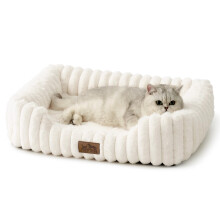 COZY KISS Orthopedic Dog Bed for Small Dogs - Soft Washable Cat Sofa, Warm and Cute Faux Fur Rectangle Bed with High Surrounding for Pet, Fluffy