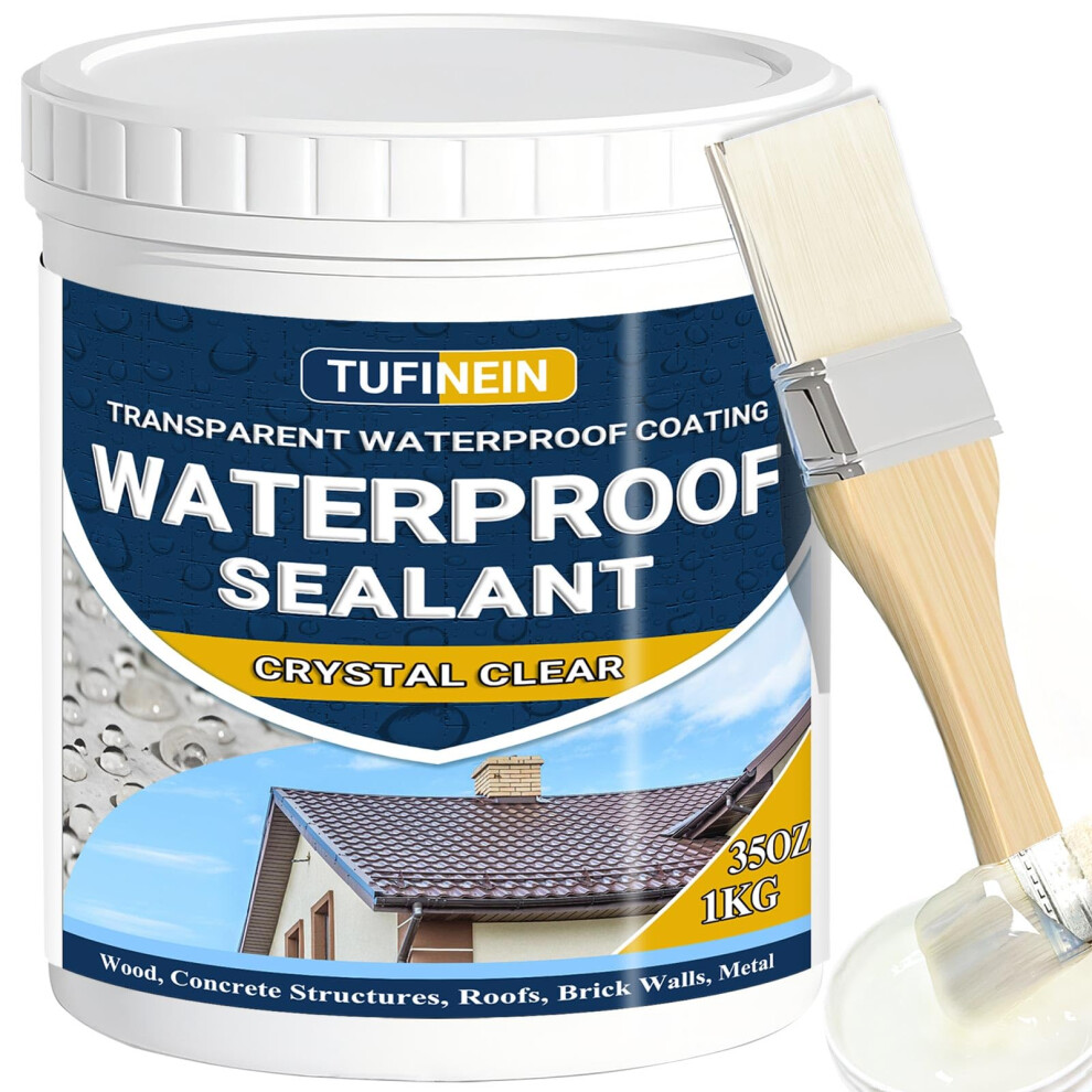 Liquid Waterproof Sealant Clear, Tufinein Invisible Anti-Leaking Sealant Agent, Transparent Waterproof Coating Water-Based Indoor & Outdoor Roofs 5051226655968