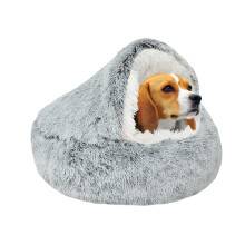 YAGE Calming Dog Bed Fluffy Plush Pet Bed under 10kg,Washable Anti Anxiety Small Medium Dog Bed,Indoor Cats Dogs Soft Warm Donut Cave Bed Patent No.: