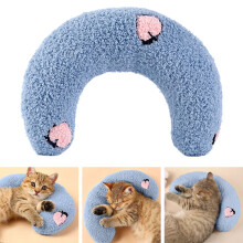 Fnaobai Pet Small Pillows for Small Dogs Cat U-Shaped Puppy Neck Pillow for Indoor Improve Relief Sleeping Machine Washable (Blue)