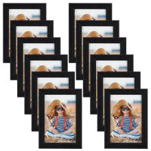 EXYGLO Black 6x4 Photo Frames Set of 12, Multiple Picture Frames 6x4, 4x6 Photo Frame for Wall & Tabletop Display