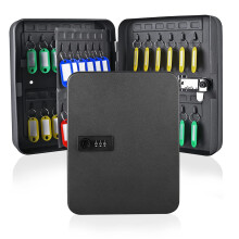 Qulable Combination Key Safe - Wall Mounted Key Box 48-key Steel Key Cabinet - Key Lock Box Outdoor with Code & 50 Key Tags Keysafe Outside Large