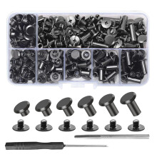 110 Sets Chicago Screws, M5 Leather Rivets for Leather, Chicago Binding Screws Posts