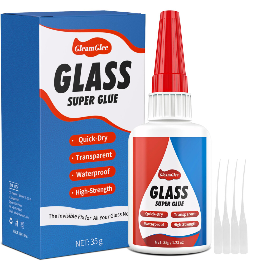 35G Glass Glue, Instant Ultra Strong Super Glue For Glass - Waterproof, Clear, Adhesive Repair Acrylic, Mirror, Crystal, Craft And More 5051226663567