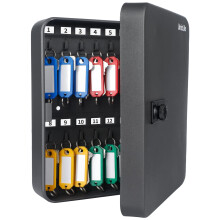 Uniclife 28-Key Steel Key Cabinet with Combination Lock Wall Mounted Key Organizer with Resettable Code Black Digital Security Box with Hooks and