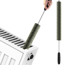 HIAWONTAR Radiator Cleaner Brush, Thin Long 81cm Boar Bristles Radiator Brush with Silicone Grip Handle, Flexible & Bendable Radiator Buddy for Clean