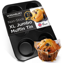 Wrenbury Jumbo Muffin Tin - Deep Yorkshire Pudding Mould 6 Cup - Non Stick Muffin Baking Tray Large - Giant Cupcake Pan - PTFE Free