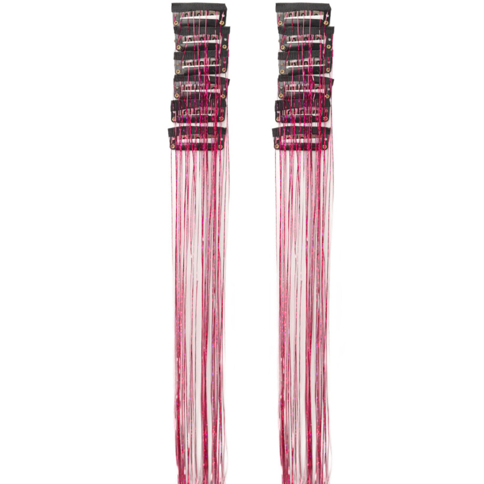 Glitter Tinsel Hairpiece Synthetic Fibre Hair Filament-P red