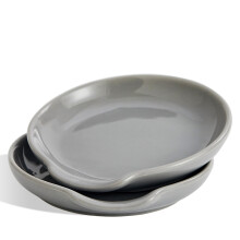 Swuut Ceramic Spoon Rest Set of 2, Tea Bag Dish & Spoon Holder,Kitchen Accessories for Stove Top & Kitchen Counter(Geryx2pcs)