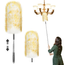 Lambswool Extendable Dusters for Cleaning 130 cm Long Handled Duster with Stainless Steel Extension Pole Long Feather Dusters for Home, Office