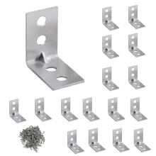 YHT 16Pcs L Shape Corner Brace Bracket with 70Pcs Screws,25x25x15mm Zinc Plated Steel Angle Brackets,90 Degree Corner Connectors for Fixing and
