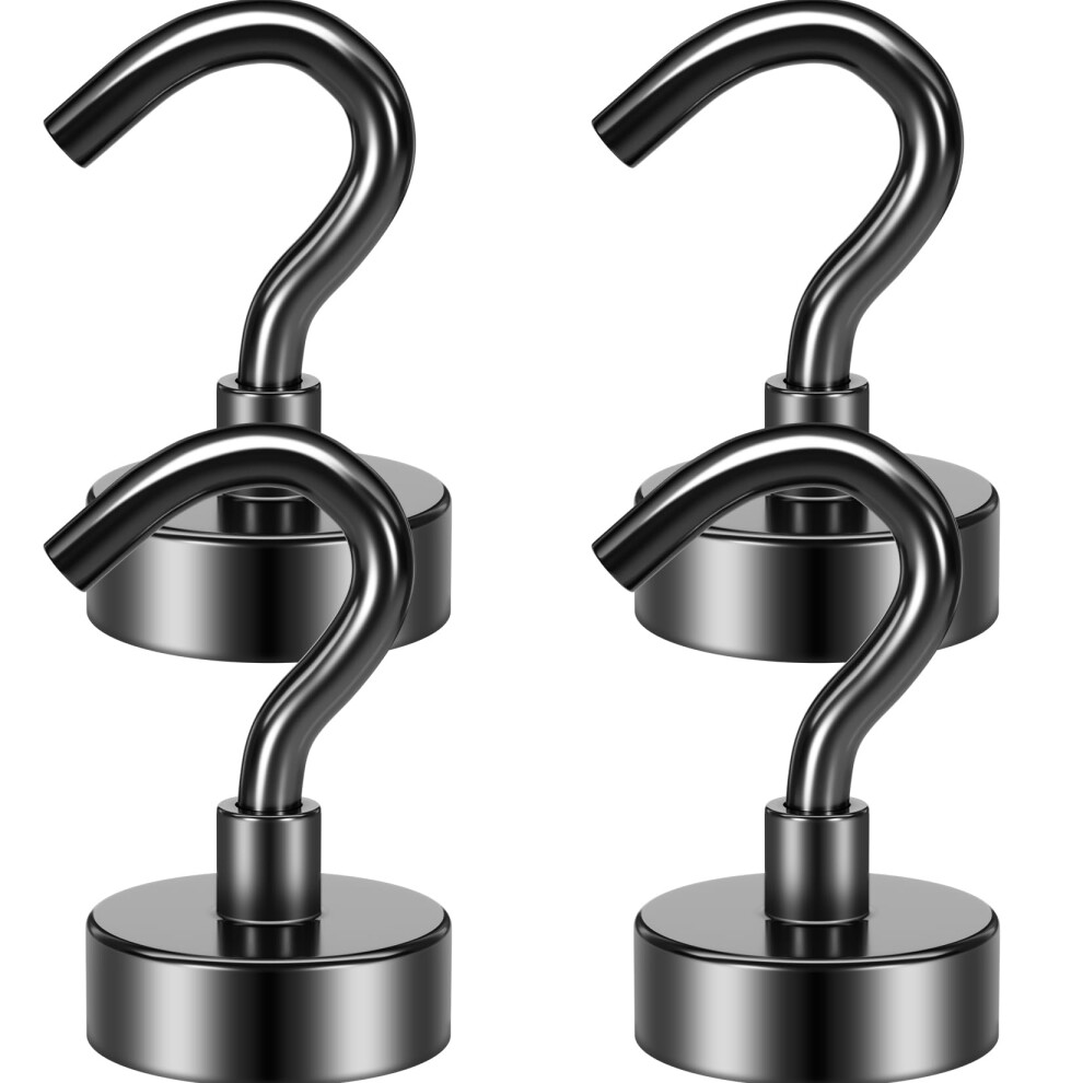 Grtard Magnetic Hooks, 4 Pack 22 Lb+ Strong Neodymium, Magnet With Hooks, Black Magnetic Hook For Cruise, Bathroom, Kitchen, Workplace, Office 5051226649967