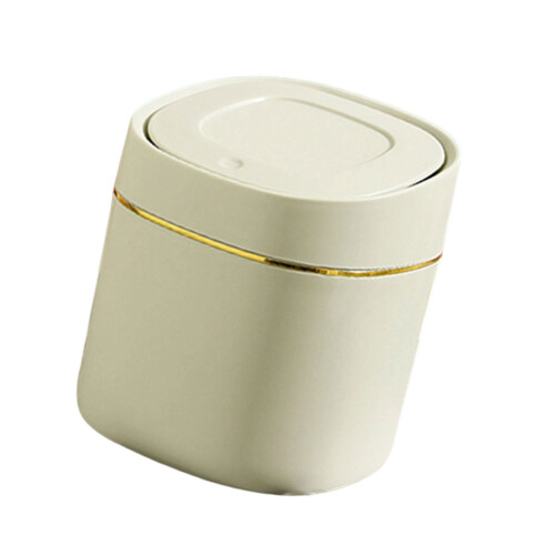 Cute Cream Mini Trash Can Press Lid Design Space Saving-Green