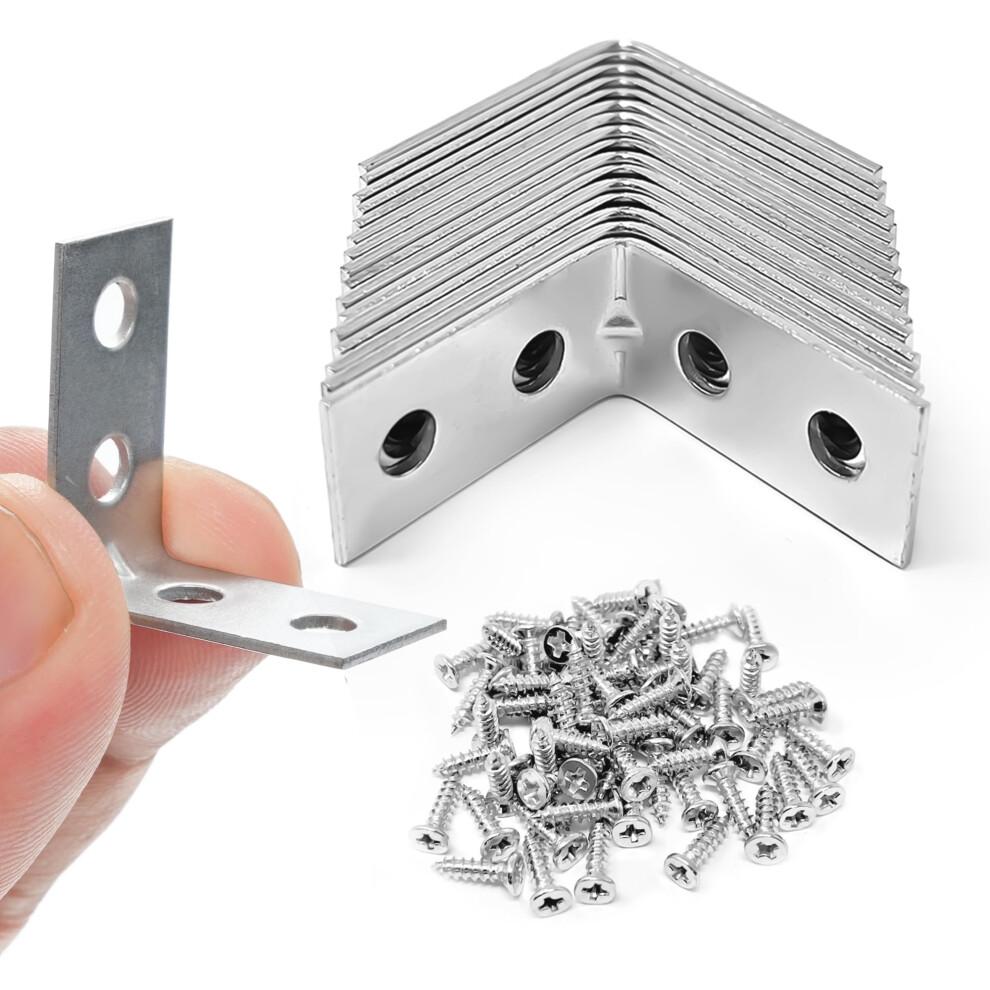 Zavia Angle Brackets Corner Bracket For Wood 16 Pcs | 25Mm X 25Mm X 13Mm | Galvanised Steel Brackets With 64 Screws For Fixing And Repairing 5051226652219