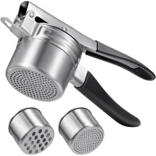 Potato Ricer Masher, Sopito Enhanced Stainless Steel Potato Ricer with 2 Interchangeable Inner Cups, Heavy Duty Potato Masher