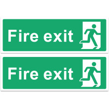 Rubigo – 1/2/4/6 Pack Fire Exit Sign - No Arrow – Safety Signs - 30x10cm Self Adhesive Vinyl Sticker, Easy Application Fire Door Emergency Exit Si
