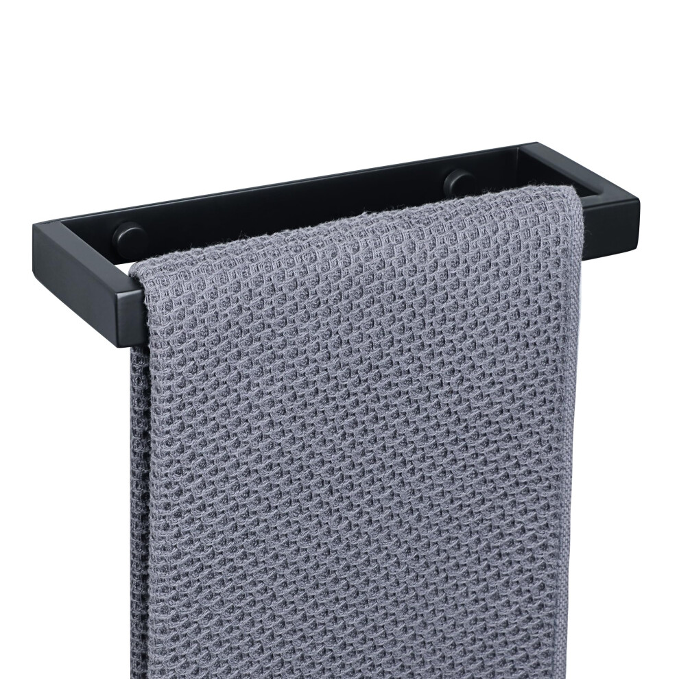 Sayayo Black Hand Towel Holder 20Cm Self Adhesive & Screw Small Towel Rail Wall Mounted Towel Ring Sus304 Stainless Steel No Drilling For Bathroom, E 5002388358594