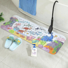Kids Non-Slip Bathtub 40 x 16 Inch Extra Long Baby Bath Mat, Cartoon Floor Mat for Bathroom Tub with Drain Holes