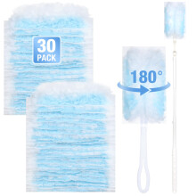 Flintronic 30 PCS Fluffy Duster Refills, 180 Disposable Dust Refill with Long Handle Short Handle for Efficient Cleaning, Office, Desk, Car, Blinds