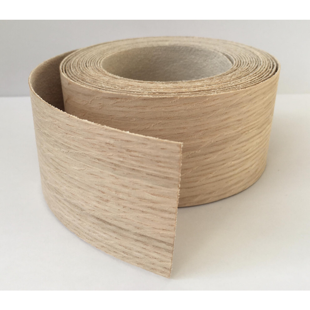 Vale Veneers 50Mm Real Oak Wood Veneer - 5 Metre Roll Of Pre Glued Iron On Edging Tape/Banding/Cabinet/Shelving/Furniture 5051226645556