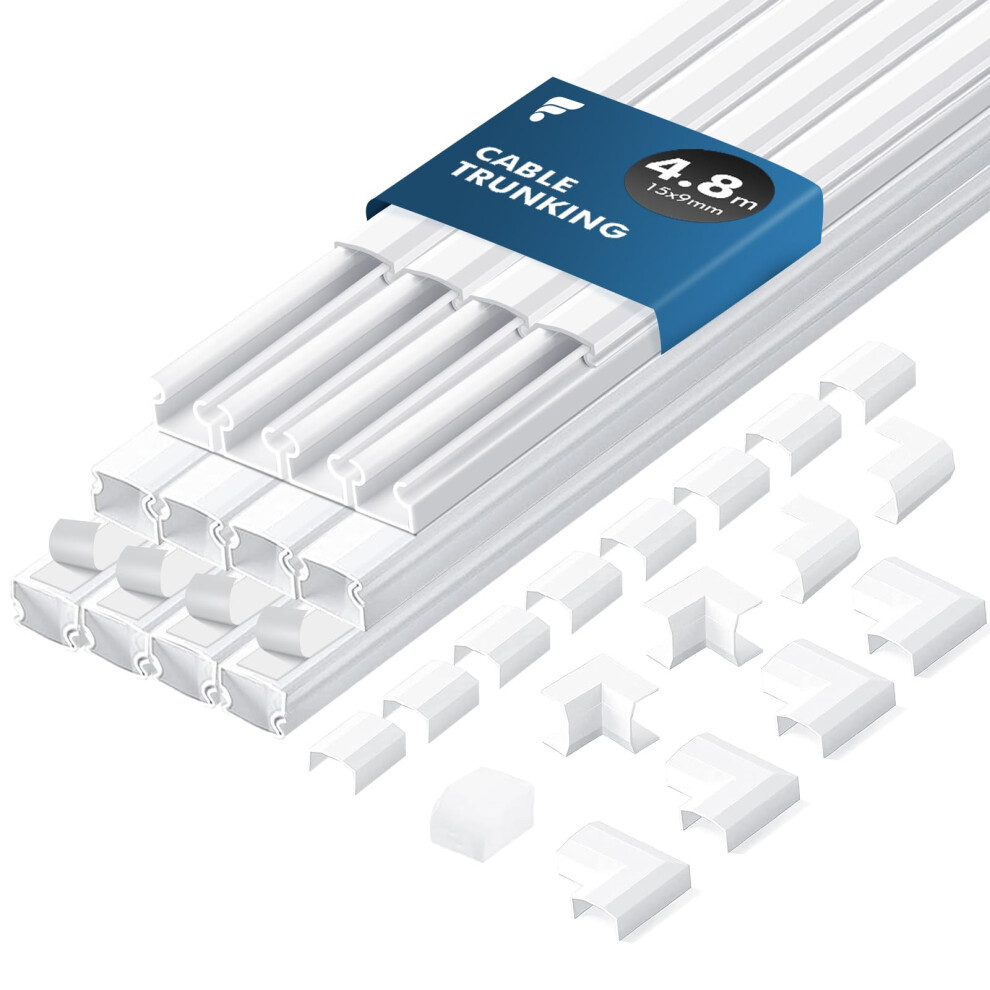 Shinfly 4.8M Cable Trunking Kit Self Adhesive Â Mini Trunking For Electric Cables, Cable Cover For Cord, Cable Management Wall Raceway 5051226641404