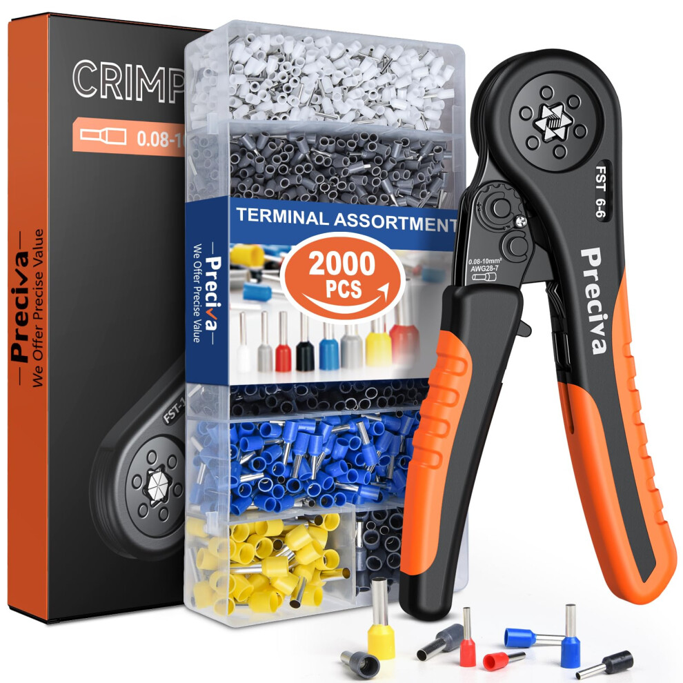Crimping Tool Kit, Preciva Wire Crimper Plier Set, 0.08-10Mmâ²/2000Pcs Connectors Self Adjustable 5051226651625