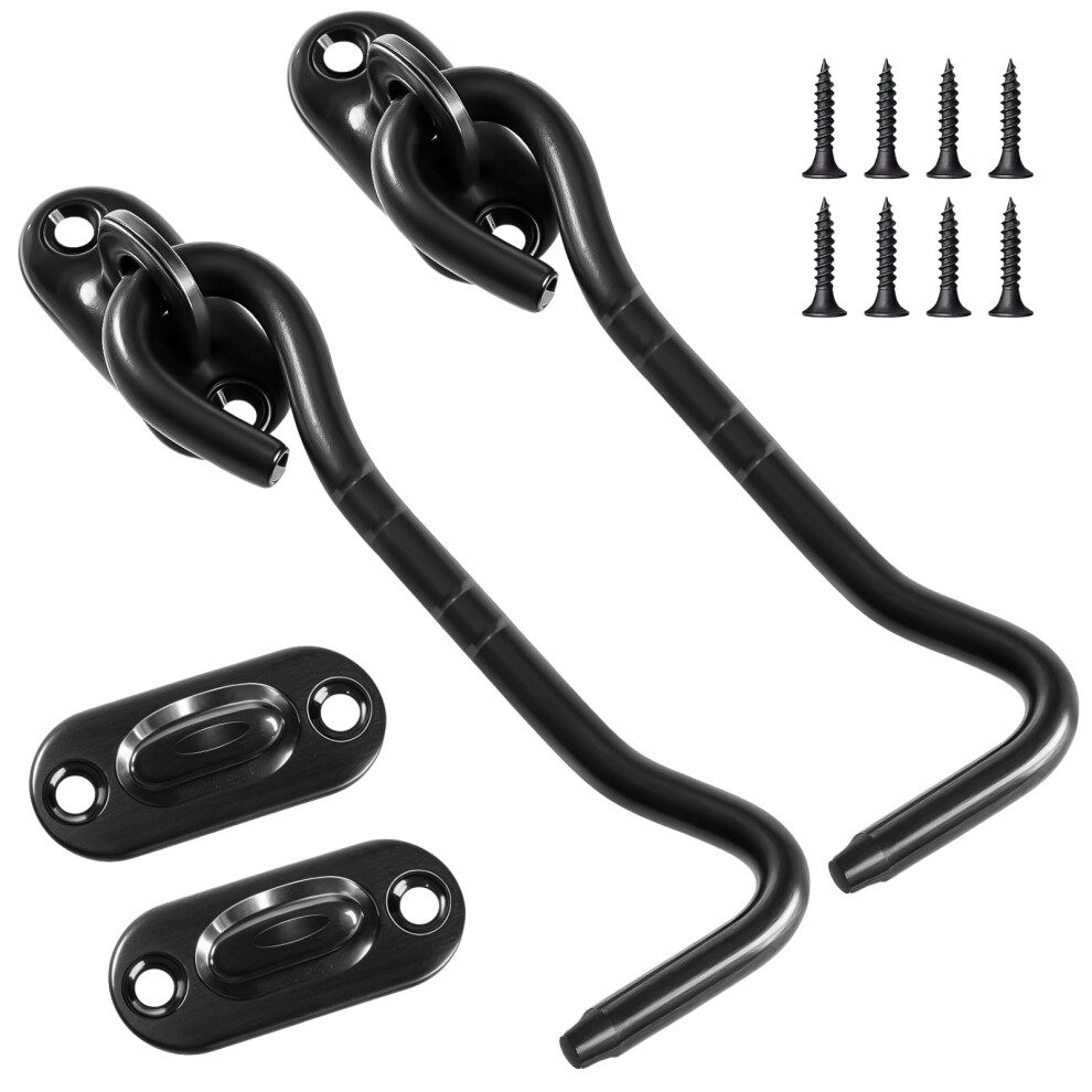Kuou 2 Pack 4 Inch Hook And Eye Latch, Stainless Steel Shed Lock Cabin Hooks Outside Metal Door Look Gate Latches With Mounting Screws For Door Gate 5051226644368