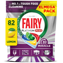 Fairy 30 Minute Miracle Platinum Plus Dishwasher Tablets, 82 Capsules,Fairy N.1 in Tough Food Cleaning, Dishwasher Cleaner