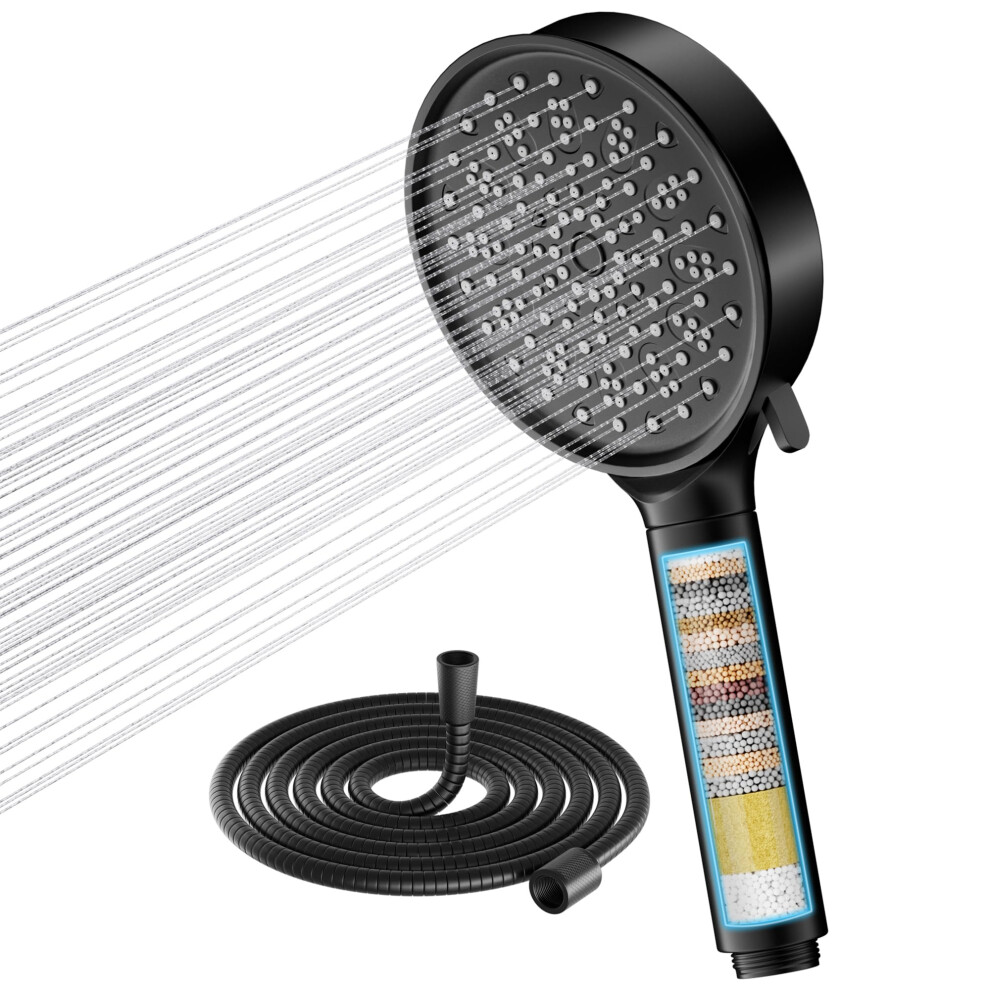 Cobbe Hard Water Filter Shower Head And Hose With 20 Stage Filter, 6 Spray Jet Modes High Pressure Bathroom Shower Head 5051226643521