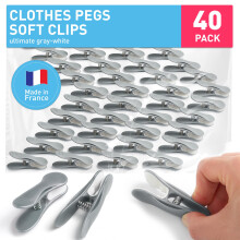 culiclean Clothes Pegs – Strong Soft Grip "Soft Clips" – Durable Plastic Pegs for Indoor & Outdoor Use – Heavy Duty Clothes Clips – 40 Pack
