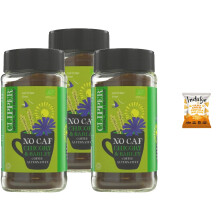 Clipper Organic NoCaf 100g + Indulge Snack | Caffeine-Free Coffee Alternative | Chicory, Barley & Fig | Smooth, Roasted Flavour