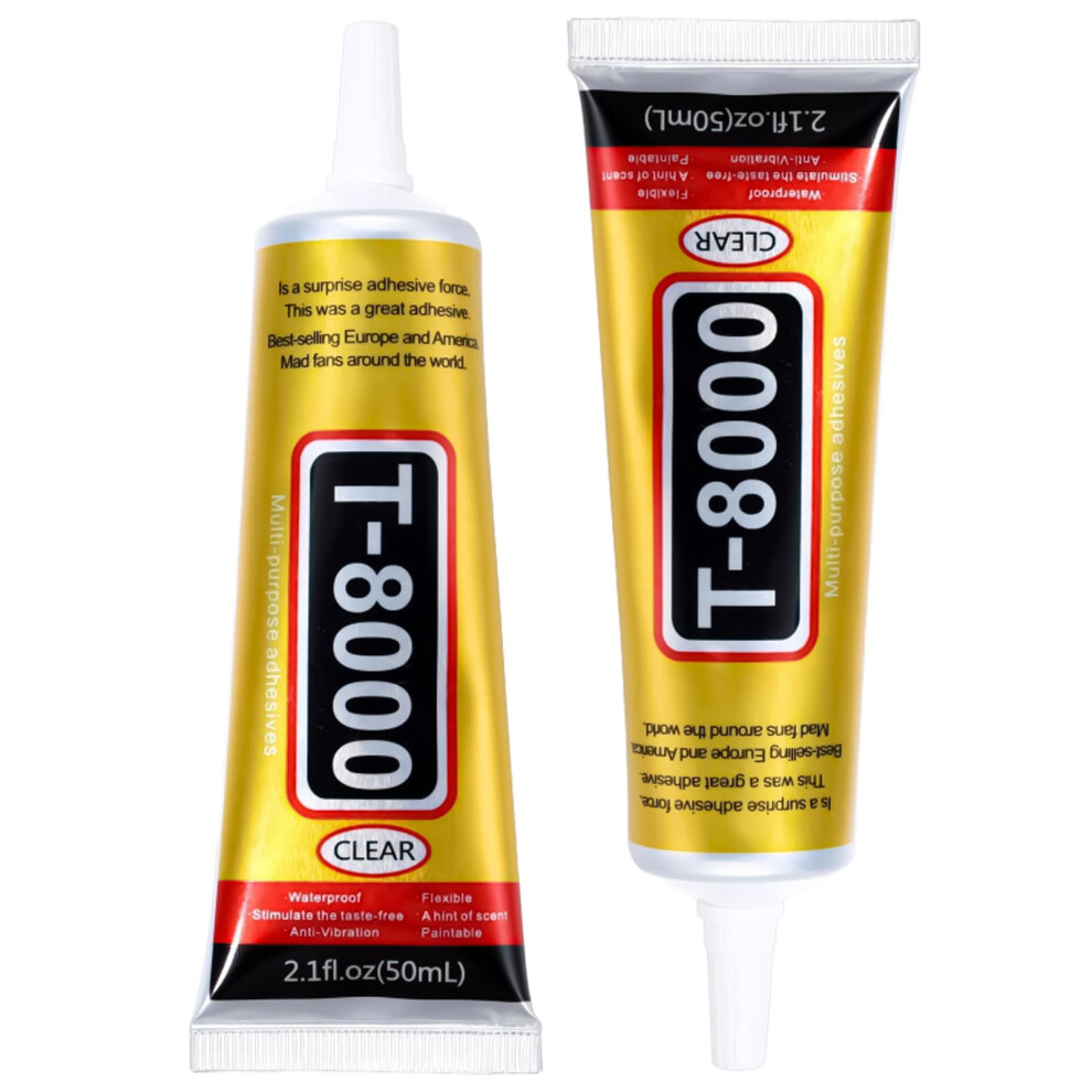 2Psc T8000 Super Phone Glue - Clear Contact Adhesive For Screen Repair, Electronics, Jewelry & Multifunctional Fixes (Waterproof, Precision) 5051226662157