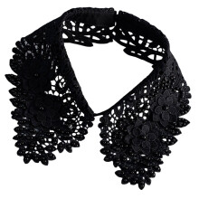 White Detachable Collar Half Shirt Accessory Elegant Lace-Black