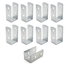 DOJA Barcelona U Post Brackets, Pack of 8, U Post Holders for Wooden Posts, 45 x 45 x 100 mm, Thickness 2 mm, Galvanised Zinc
