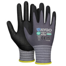 KAYGO Work Gloves with Grip Dots on Palm for Anti-Slip - 12 Pairs, KG19N, MicroFoam Nitrile Coated Light Oil Compatible