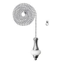 NewZC Chrome Light Pull Chain Extension with 100cm Ball Chain and Connector Bathroom Light Pull Cord Handle Rubber