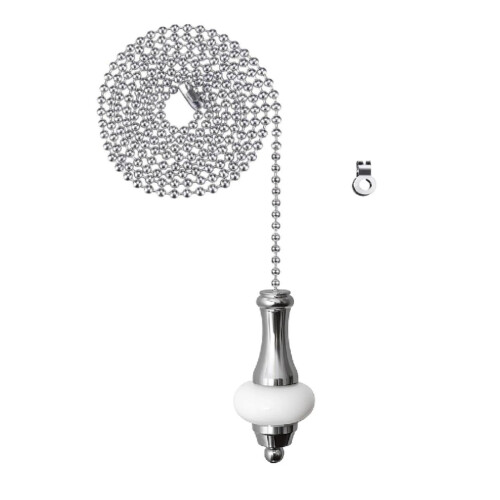 NewZC Chrome Light Pull Chain Extension with 100cm Ball Chain and Connector Bathroom Light Pull Cord Handle Rubber