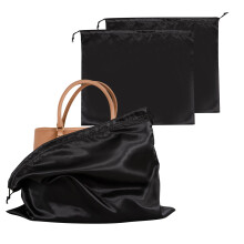 HBJSP Dust Bags for Handbags, Silk Dust Cover Storage Bags, Dustproof Drawstring Pouch for Clothes, Purse, Shoes, Boots - 2PCS (Black)