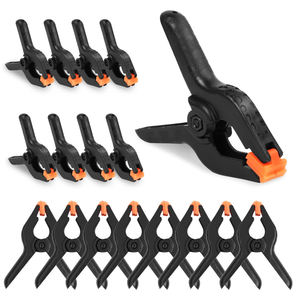 Osdue 16 Pcs Nylon Spring Clamp,Extra Strength Heavy Duty Spring Clips Clamp With Moveable Jaws 8 Pcs Of 2 Inches And 8 Pcs Of 3 Inches Muslin Clamps 5051226651885
