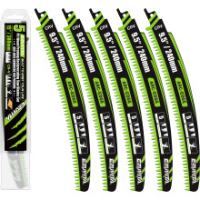 EZUVITA 5pcs 240mm Japanese Teeth Wood Pruning Reciprocating Saw Blades Set, Arc Cutting Edge 5TPI Pruning Saw Blades for Tree Pruning, Wood Cutting