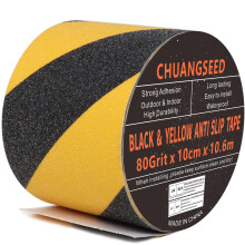 CHUANGSEED Heavy Duty yellow and black Anti Slip Tape 4" x 35Ft (10cm x 10.6m) High Traction strong grip Tape For Outdoor/Indoor Safety Non Skid Roll