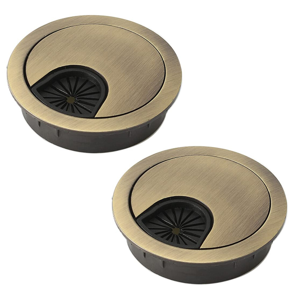 2Pcs 80Mm Desk Cable Grommets, Computer Desk Metal Cable Hole, Round Cable Hole Cover For Desktop Cable Organizer(Bronze) 5051226644757