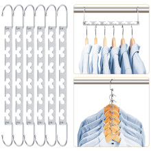 Ruimtebesparende, trapsgewijs ophangbare metalen kledinghangers (set van 6)