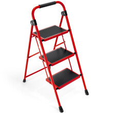 KINGRACK Folding 3-Step Ladder with Non-Slip Pedals, Sturdy Steel, Lightweight &